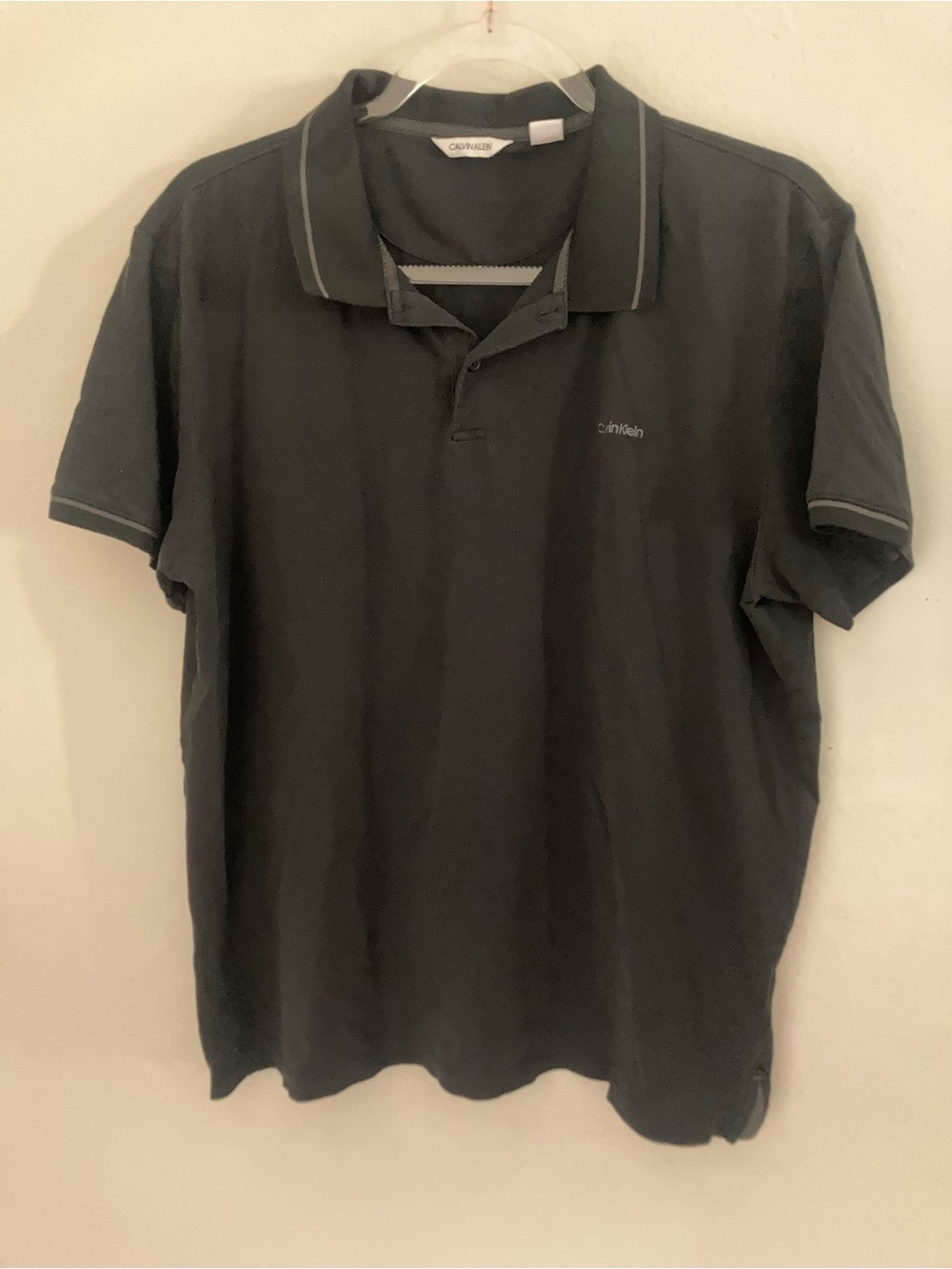 Calvin Klein Men’s Charcoal Polo with Contrast Trim
